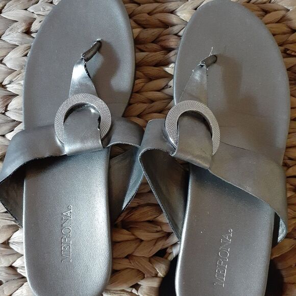 Silver Merona Sandals sz 6.5 - Picture 1 of 7